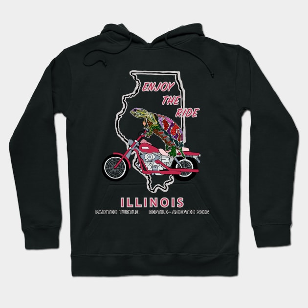 Turtle, Illinois, Painted Turtle, Motorcycle, Love, Enjoy the Ride Hoodie by cfmacomber